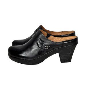 Kravings Black Leather Clogs Sz 11 Slip-On Mule Chunky Whimsigoth Prairie Boho